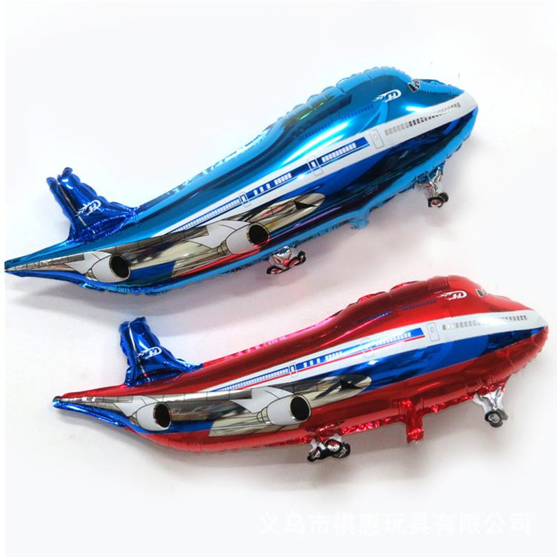 Globos de Papel de Aluminio Rojos y Azules con Forma de Avión, Venta al por Mayor, Decoración de Cumpleaños Infantil, Puesto Callejero, Globos de Dibujos Animados que Pueden Flotar para Fiestas