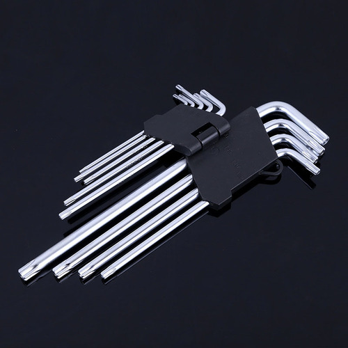 Torx wrench, medium length and extended star-shaped hexagonal wrench, 9-piece set, hexagonal wrench set