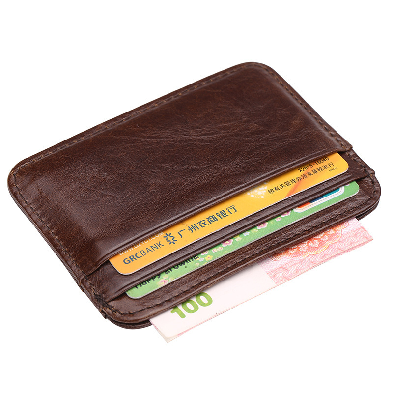 New men's leather wallet oil wax leather multi card bit retro cowhide change wallet card bag wholesale