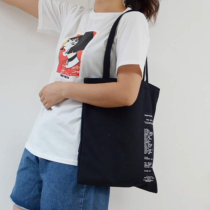 Nuevo ulzzang verano simple carta hombro bolsa de lona ins Hong Kong estilo bolso de las mujeres bolso de hombro estudiante universitario bolsa de tela mujeres