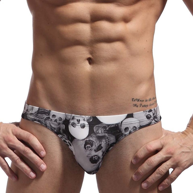 Men's new briefs wholesale men's ice silk classic jacquard underwear fashion low waist swimming pants shorts