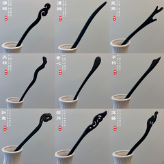 Black sandalwood hairpin ancient style hairpin simple modern wooden hairpin women's cheongsam new Chinese style flower hairpin hair accessories summer