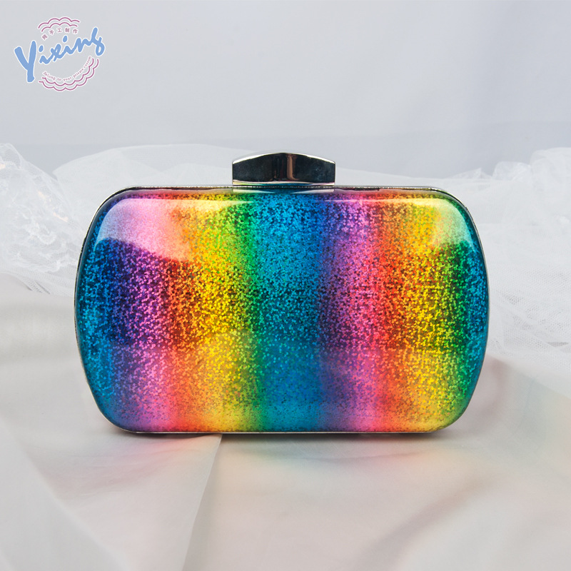 Verano versátil Arco Iris color noche bolsa láser pu embrague gradiente Color Mujer bolsa fábrica al por mayor bolso de las mujeres