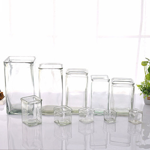 Wholesale export 8 × 8 10 × 10 glass square cylinder transparent square cylinder glass vase Candlestick 12 × 12 flower arrangement