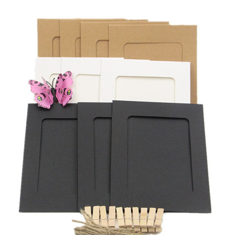 3.5. 6.7inch Kraft Color Paper Photo Frame Photo Wall Creative Hanging Paper Photo Frame Clip Hemp Rope