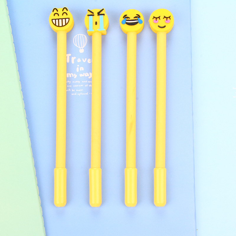 qq表情中性笔 QQ表情黑色水笔 学习办公签字笔 中性笔手帐简约