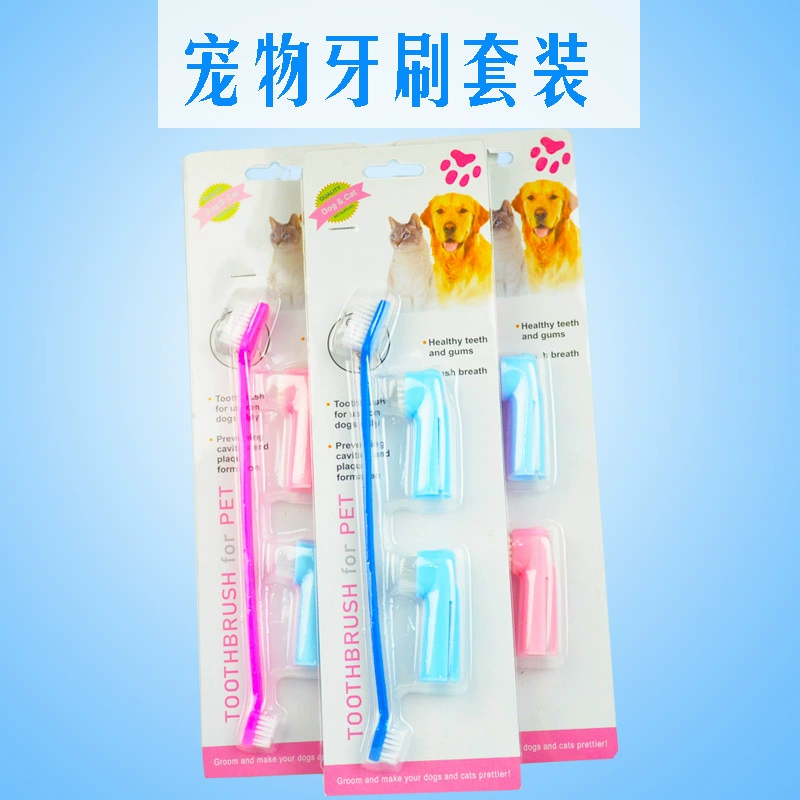 Зубная щетка для домашних животных Костюм зубной щетки для собак с двойной головкой Принадлежности для чистки зубов собак Инструменты для чистки зубов
