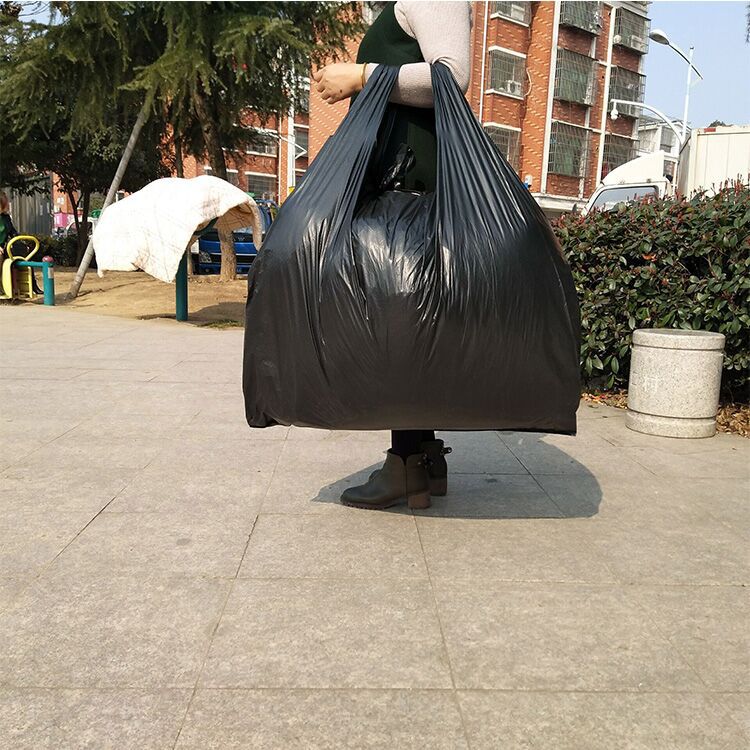 Bolsa de plástico chaleco negro bolsa de basura bolsa de almacenamiento de ropa portátil grande y pequeña bolsa de embalaje de propiedad hotelera