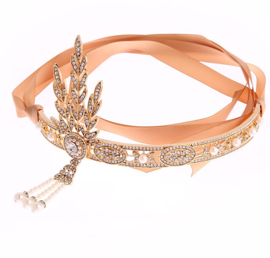 Gran Gatsby joyería mismo estilo Accesorios para el cabello corona europea y americana joyería nupcial perla femenina accesorios para el cabello fábrica al por mayor