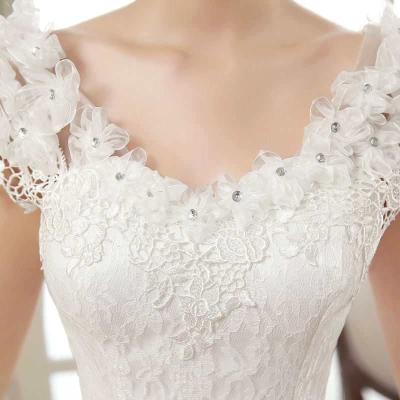 2026 Spring New Plus Size Wedding Dress Slim Fit Floor-Length Lace Floral Off-Shoulder for Women