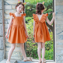 Summer New Children's Clothing Korean Style Dress with Bow, Medium Size Wholesale, Feifei Sleeve Children's Dress, Dropshipping Item 0468