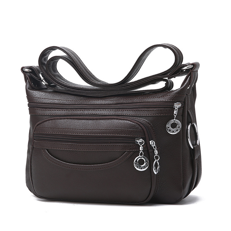 Women's Bags Wholesale Soft Leather Shoulder Bag 2025 New Middle-Aged Mother Bag Casual Crossbody Middle-Aged and Elderly Women's Bag Trendy
