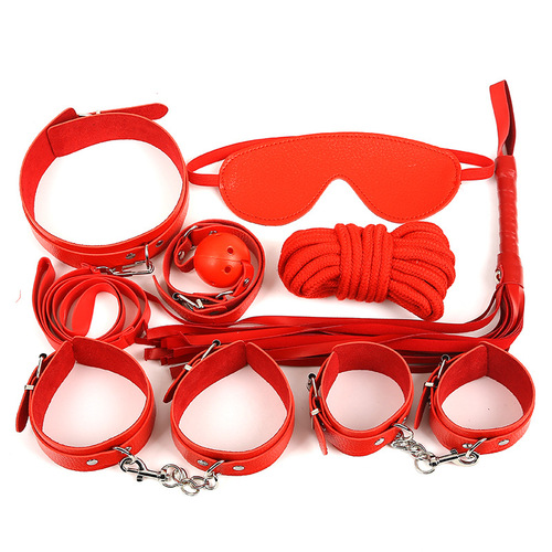 Adult erotic sex toys men's and women's eye mask leather handcuffs bondage equipment 7-piece set alternative toys wholesale