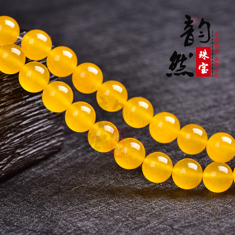 韵然 批发黄玉髓散珠饰品配珠 diy手链毛衣链手工材料半成品配珠