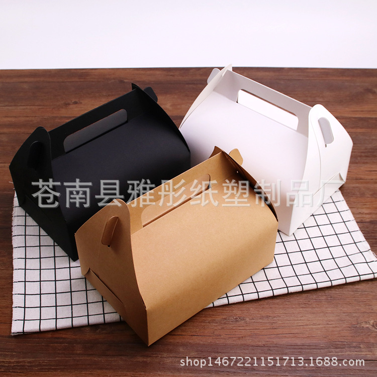 黑色\白色\牛皮色大号西点手提打包盒 蛋糕点心盒 外卖打包盒