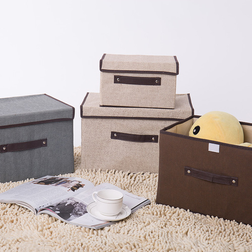Imitation linen non-woven storage box, cotton and linen storage box two-piece set, clothing storage box, makeup storage box, organizing box