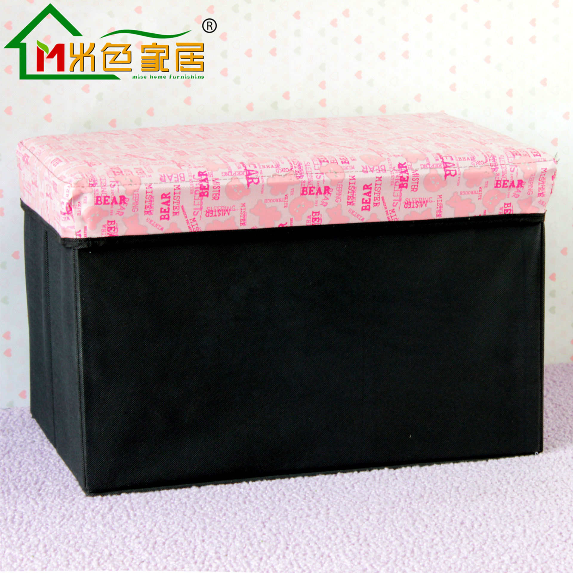 厂家直供无纺布防水折叠凳多功能长方形PU收纳凳大号皮革储物凳子|ru