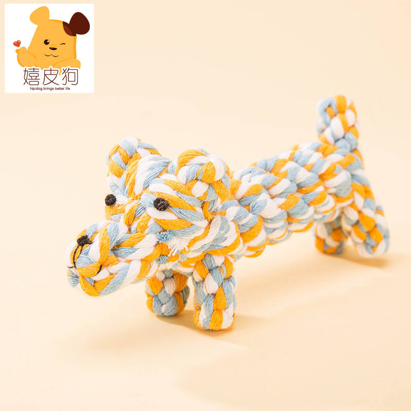 Perro de dibujos animados mordedura cuerda perro juguete Golden Retriever molar mascota nudo perro mordedura bola hueso de peluche resistente a la mordedura Bola de cuerda de algodón bola