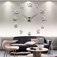 Wall clock DIY 3D (EVA) acrylic mirror numbers, large customizable home decor clock