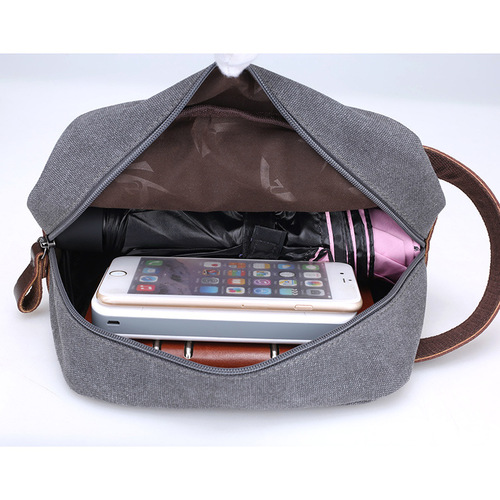 New men's clutch bag oil wax canvas toiletry bag retro men's bag clutch bag with leather wrist bag small bag