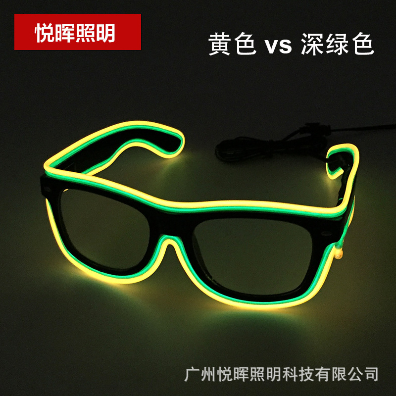 18 Nuevo el luminoso gafas LED de dos colores luminosos gafas flash gafas luminosas de fiesta