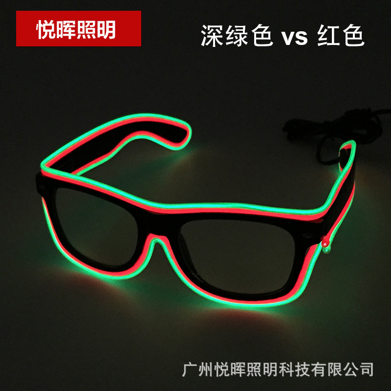 18 Nuevo el luminoso gafas LED de dos colores luminosos gafas flash gafas luminosas de fiesta