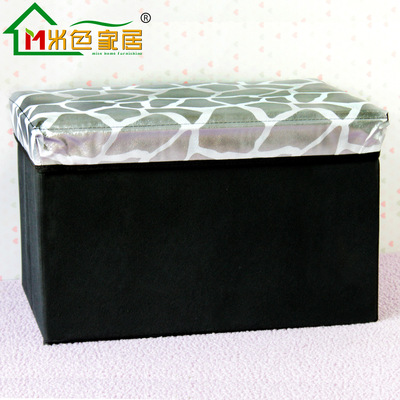 大号储物凳无纺布衣物换鞋凳折叠长方形皮革收纳凳大号PU置物凳子|ru