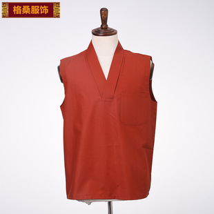 Factory Straight Hair Gesang Lama Clothing Justified Monk Clothing Slub Cotton V-neck