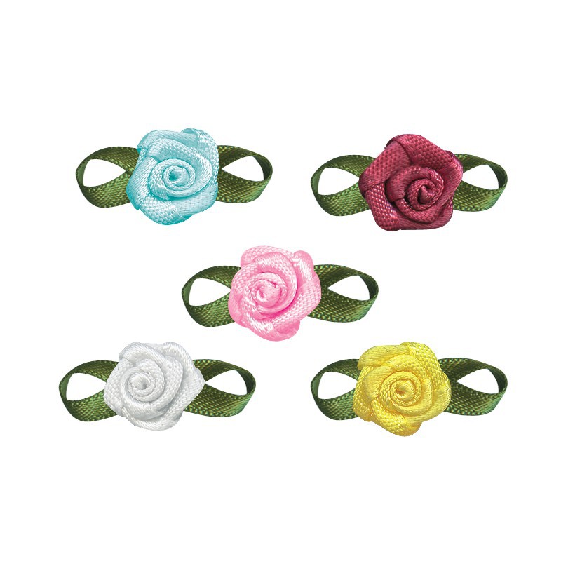 Yao Ming decoración de flores DIY hecho a mano 2 puntos Rosa ropa interior Decoración Accesorios hechos a mano cinta pequeña flor arco