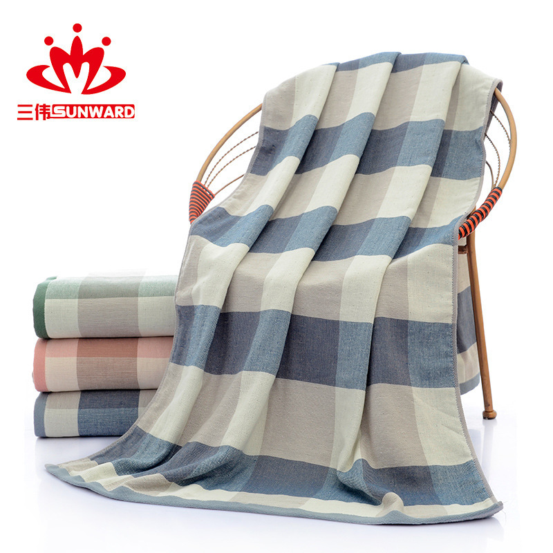 Towel Factory Wholesale Japanese Plaid Cotton Gauze Bath Towel Company Gift Embroidered logo OEM Towel Factory Wholesale Japanese Plaid Cotton Gauze Bath Towel Company Gift Embroidered logo OEM