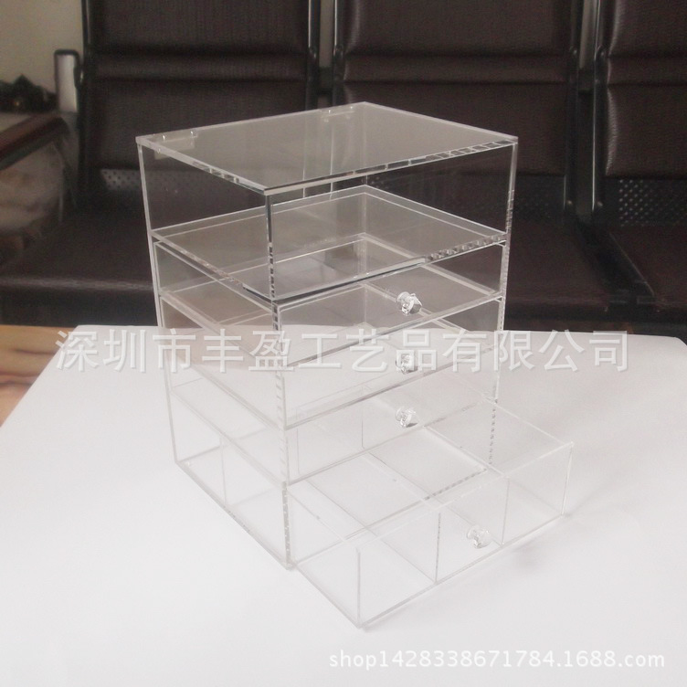 抽屉式化妆品收纳盒 亚克力化妆品收纳柜 透明收纳盒