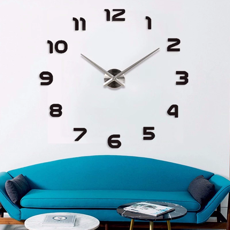 Wall clock DIY 3D (EVA) acrylic mirror numbers, large customizable home decor clock