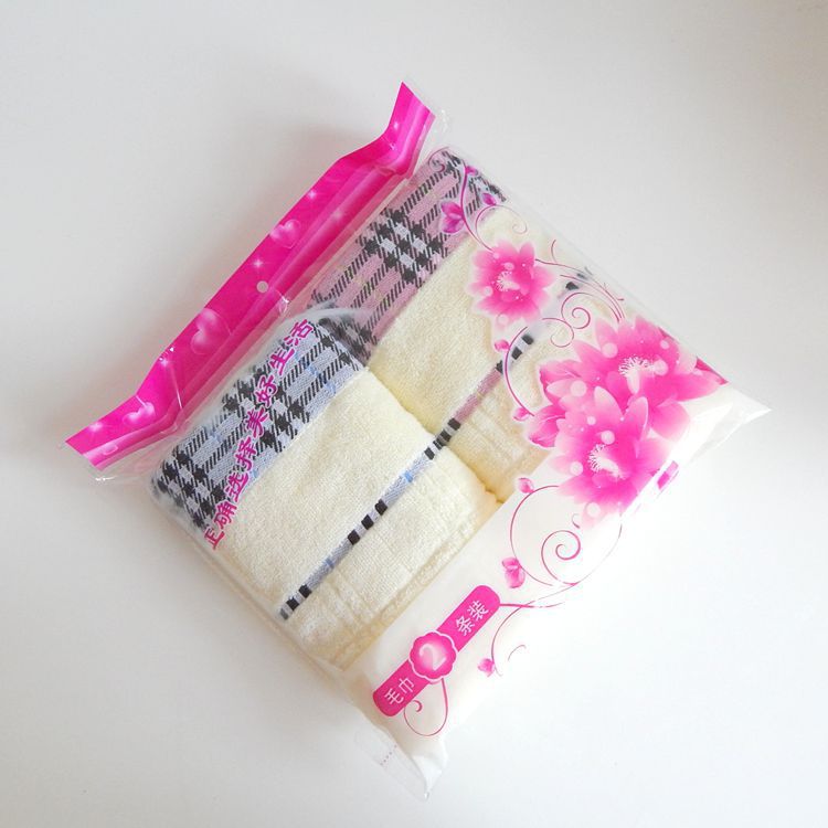 28*32批发多图案双条装毛巾包装袋 加印图案opp情侣毛巾袋2条装