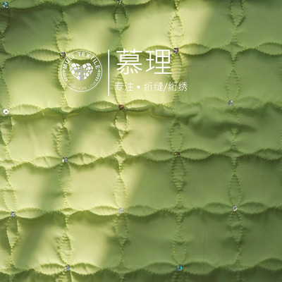 晶片绗棉面料秋冬服装布尼丝纺绗绣绗缝棉布料衍缝面料绗缝箱包|ms