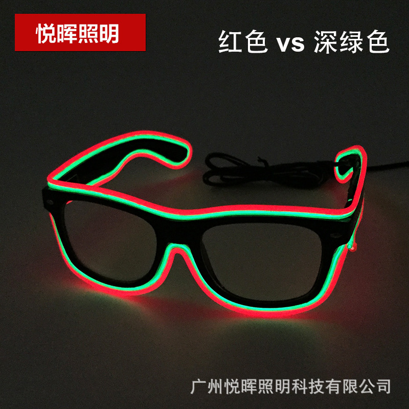18 Nuevo el luminoso gafas LED de dos colores luminosos gafas flash gafas luminosas de fiesta