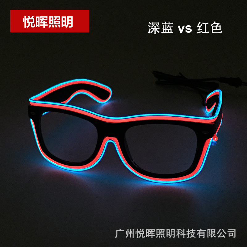 18 Nuevo el luminoso gafas LED de dos colores luminosos gafas flash gafas luminosas de fiesta