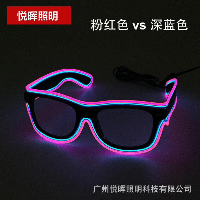 18 Nuevo el luminoso gafas LED de dos colores luminosos gafas flash gafas luminosas de fiesta