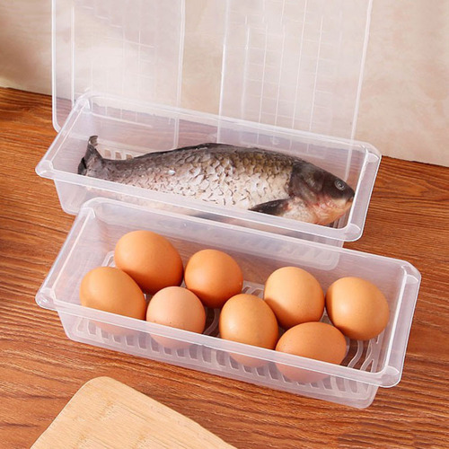 Hot-selling kitchen refrigerator moisture-proof seafood food drain box sealed storage box with drain pad box
