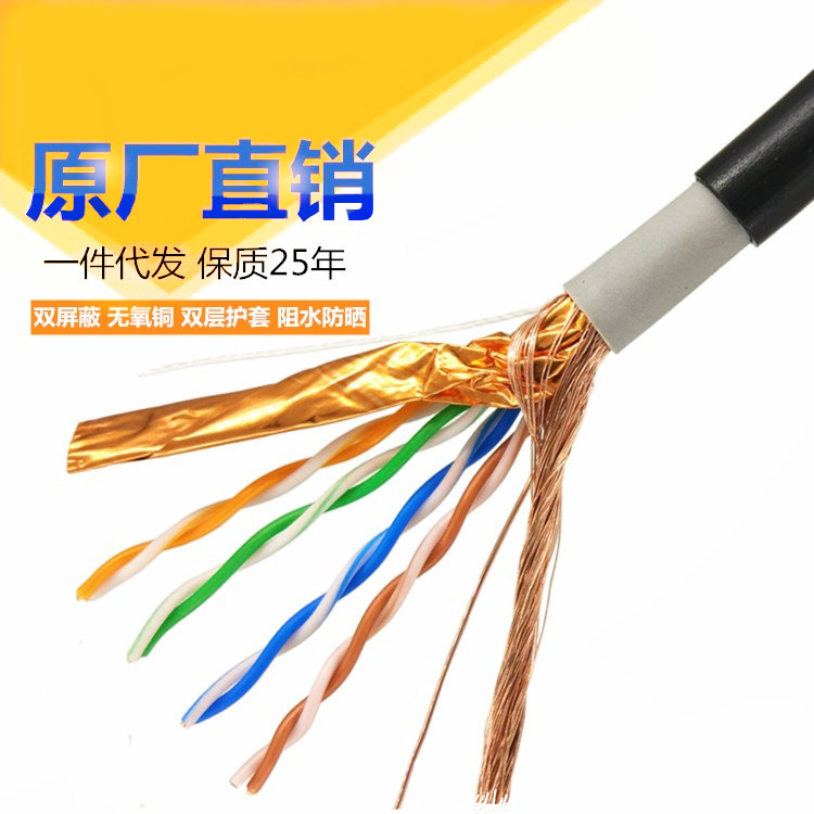 Outdoor Double-Layer Category 5E Network Cable 8-Core 0.5 Oxygen-Free Copper Double-Shielded Poe Outdoor Monitoring Network Cable Manufacturer