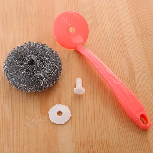 Kitchen pot brush, steel wire ball, pot brush, pot brush, long handle cleaning ball