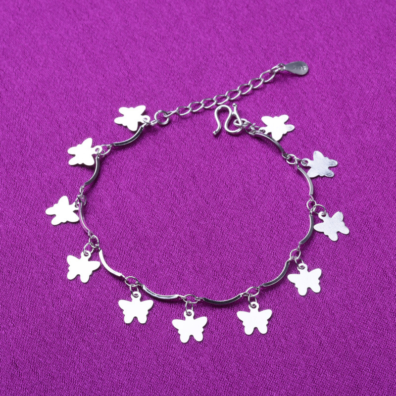 Factory price new European and American Elegant Butterfly bracelet clothing clothing silver anklet copper silver plated South Korea small jewelry wholesale