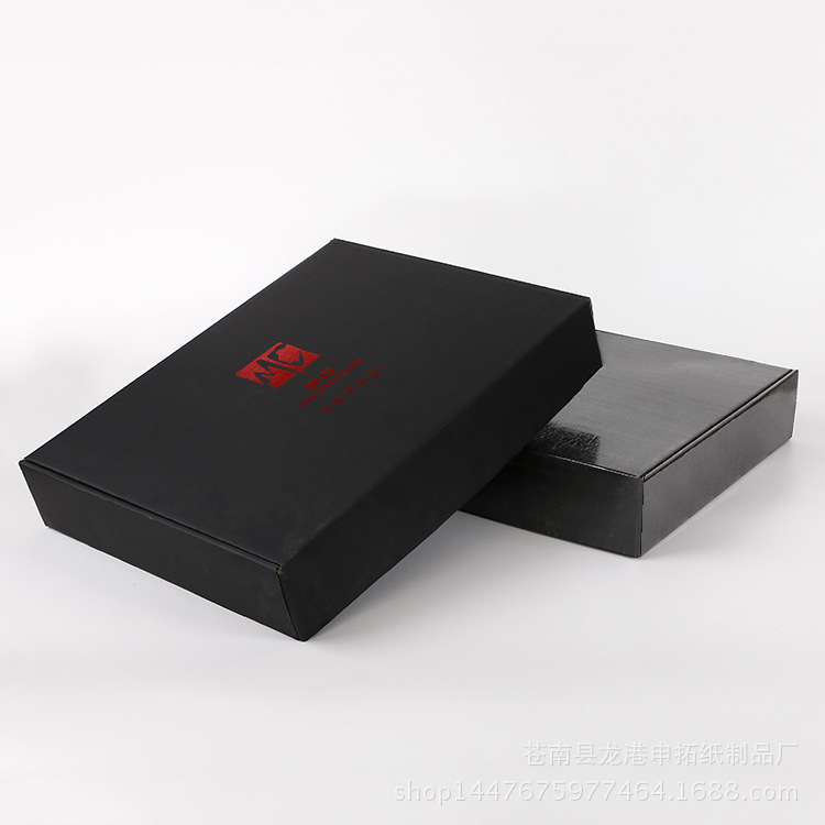 制做烫金logo物流包装黑卡飞机盒厂家订购包装服装彩印特硬飞机盒