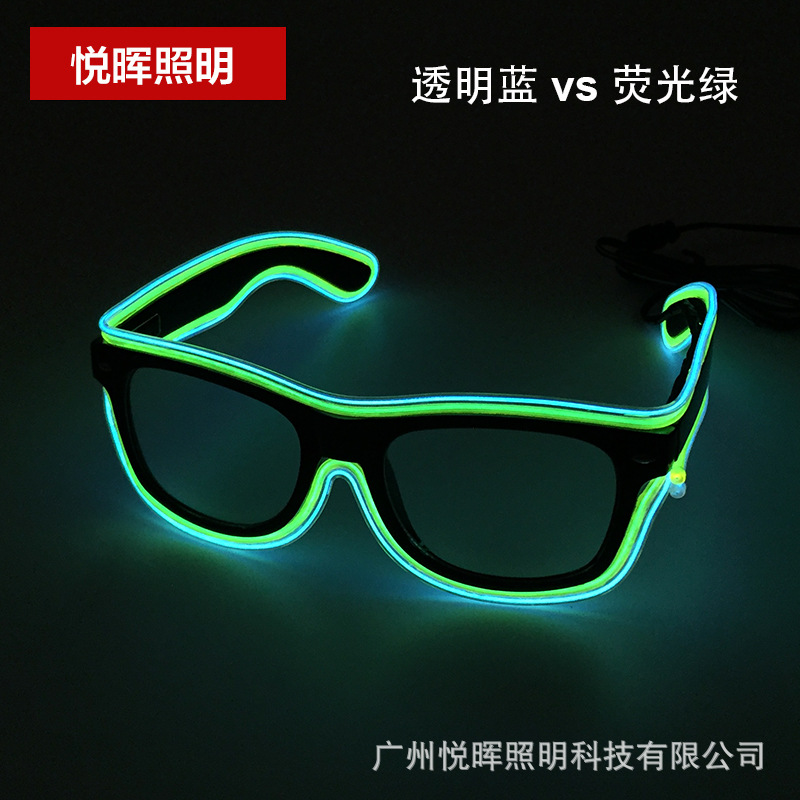18 Nuevo el luminoso gafas LED de dos colores luminosos gafas flash gafas luminosas de fiesta