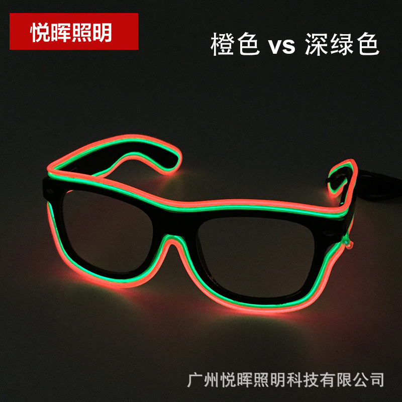 18 Nuevo el luminoso gafas LED de dos colores luminosos gafas flash gafas luminosas de fiesta
