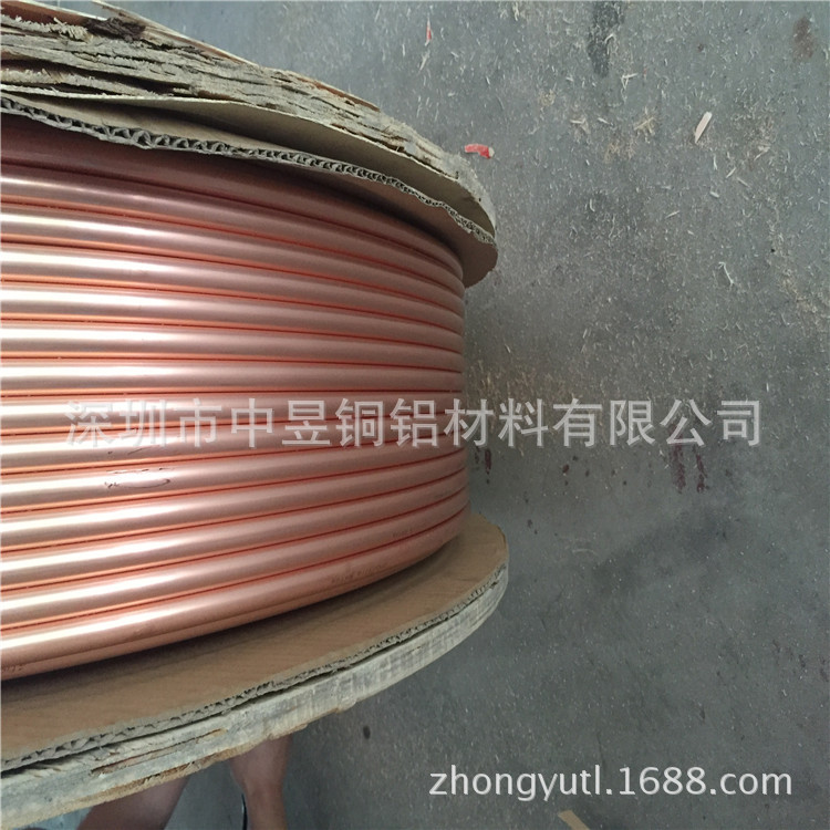 T2紫铜管无油冷器铜管批发  汽车空调紫铜盘管 液压T2制冷紫铜管