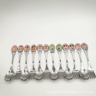 十二生肖 滴胶勺叉餐具 儿童吃饭勺子水果叉  中国风 复古 经典