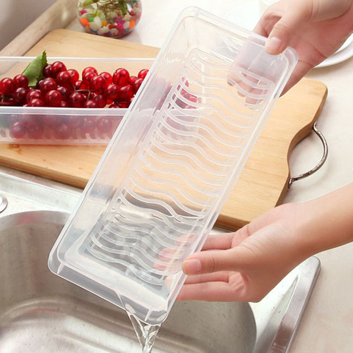 Hot-selling kitchen refrigerator moisture-proof seafood food drain box sealed storage box with drain pad box