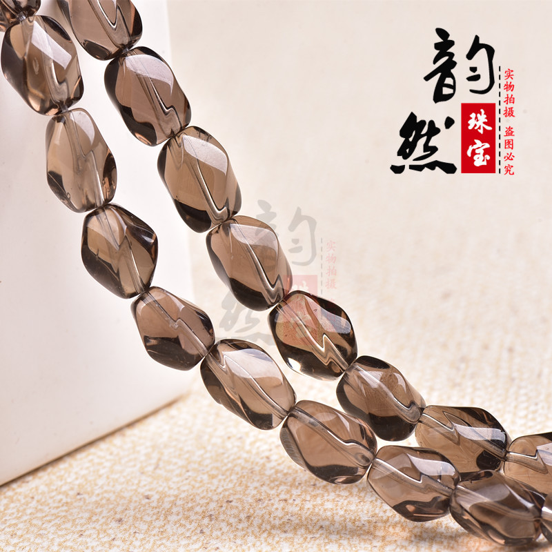 韵然 天然茶水晶扭珠饰品配件 DIY手链散珠配珠 茶晶麻花半成品