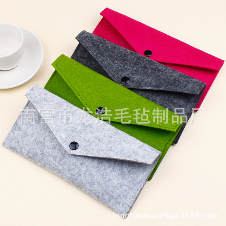 批发新款毛毡手机包按扣简约手机壳礼品毛毡手机套可加logo