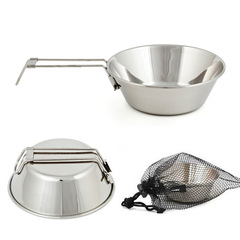 Outdoor 304 stainless steel folding bowl, picnic rice bowl, barbecue folding cup, mountaineering water cup, camping portable cooker